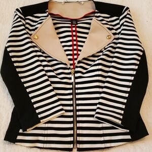 WHBM 3/4 sleeve stripe ponte moto jacket. Size 4